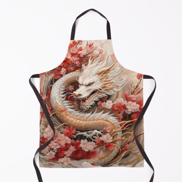 Item preview, Golden White Dragon with Cherry Blossoms – Elegant Mythical Guardian Art  designed and sold by Daagath.