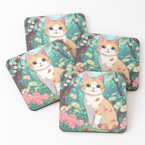 Item preview, kawaii ginger cat resting in summer sunny garden designed and sold by Mayaart83.
