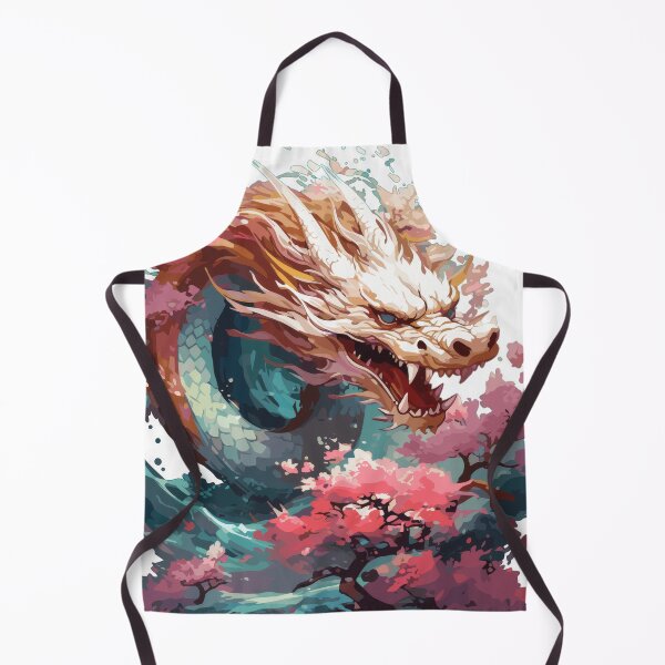 Item preview, Ocean Breeze Dragon with Cherry Blossoms – Vibrant Mythical Beast in Turquoise Fantasy  designed and sold by Daagath.