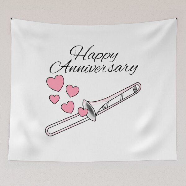 Item preview, Happy Anniversary, Trombone Player Brass Musician Wedding designed and sold by doodlerob.