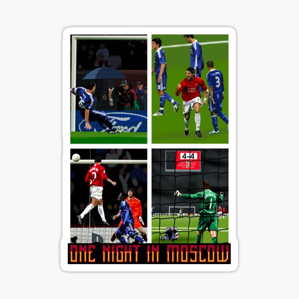 Aperçu de l'œuvre Une nuit à Moscou – Œuvre d'art glorieuse de Manchester United lors de la Ligue des champions 2008 créée et vendue par GrizzlyCompany.