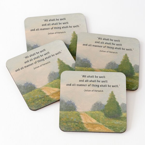 Item preview, All Shall Be Well, Julian Of Norwich Quote with Country Landscape designed and sold by JoyfulWhimsy.