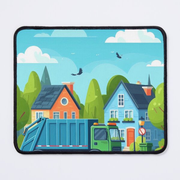Item preview, Garbage Truck in a Cheerful Neighborhood – Whimsical Vector Art designed and sold by ashokreddy343.
