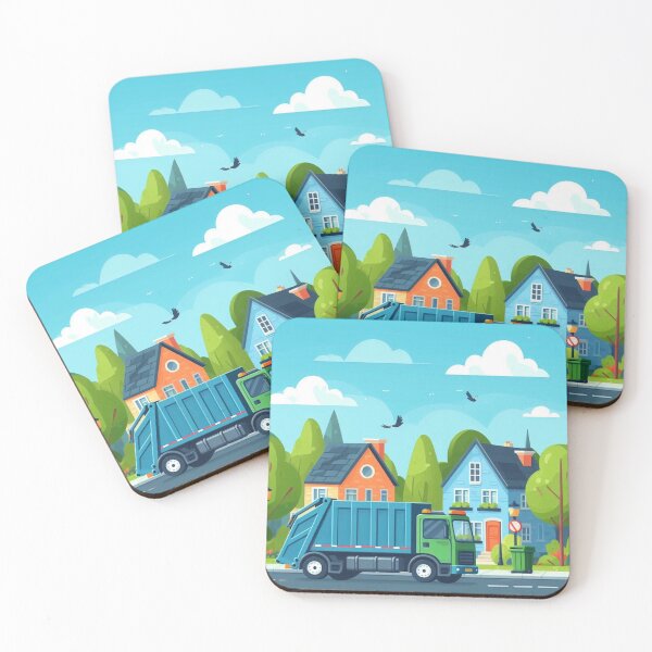 Item preview, Garbage Truck in a Cheerful Neighborhood – Whimsical Vector Art designed and sold by ashokreddy343.