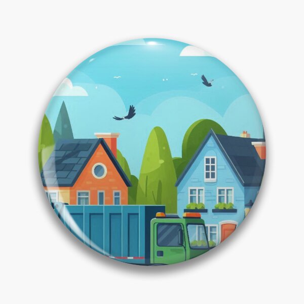 Item preview, Garbage Truck in a Cheerful Neighborhood – Whimsical Vector Art designed and sold by ashokreddy343.