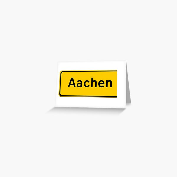 Artikel-Vorschau von Straßenschild mit Ortsnamen für Aachen in Deutschland., designt und verkauft von funkyworm.