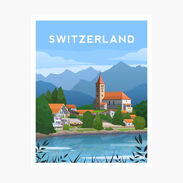 Item preview, Switzerland Countryside, Swiss Alps Landscape designed and sold by typelab.
