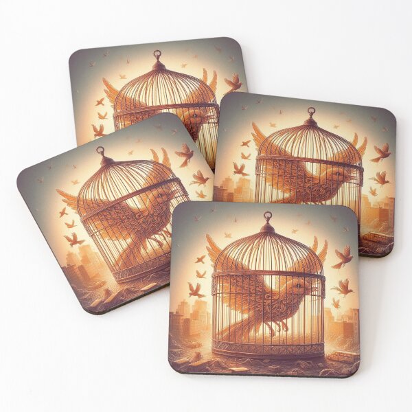 Item preview, Invisible Prisons – Open Birdcage with Bird Inside Motivational Quote Art designed and sold by ashokreddy343.