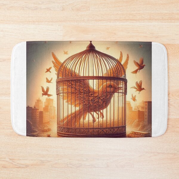 Item preview, Invisible Prisons – Open Birdcage with Bird Inside Motivational Quote Art designed and sold by ashokreddy343.