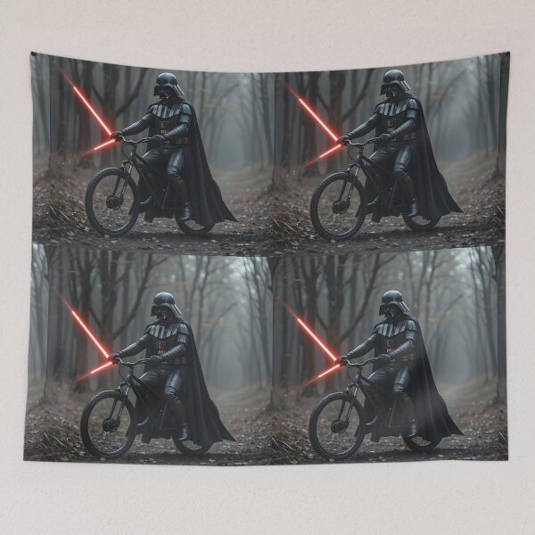 Item preview, Darth Vader Cycling in Mysterious Forest designed and sold by ART ATTACK ZONE.
