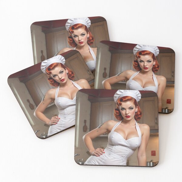 Item preview, Vintage 1940s Chef Red Head Pin Up designed and sold by MissSaylor.
