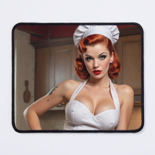 Item preview, Vintage 1940s Chef Red Head Pin Up designed and sold by MissSaylor.