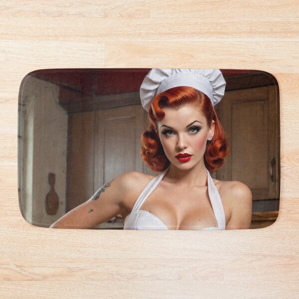 Item preview, Vintage 1940s Chef Red Head Pin Up designed and sold by MissSaylor.