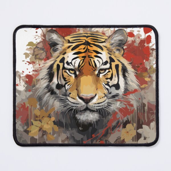 Item preview, Majestic Bengal tiger with flowers and butterflies – Expressive animal art designed and sold by Daagath.