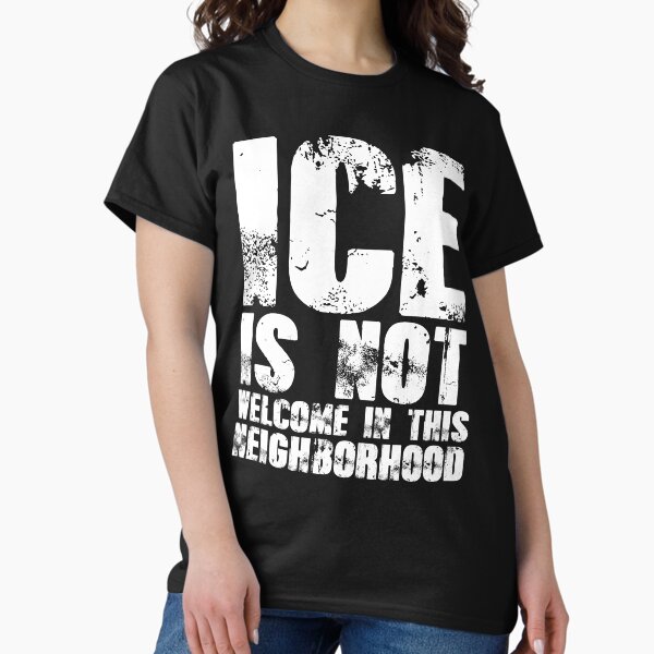 Vista previa del artículo con la obra «ICE no es bienvenido», diseñado y vendido por thepixelgarden.