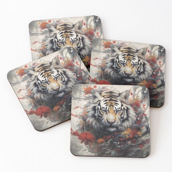 Item preview, Magical tiger with flowers and smoke – Fantastic animal portrait full of energy designed and sold by Daagath.