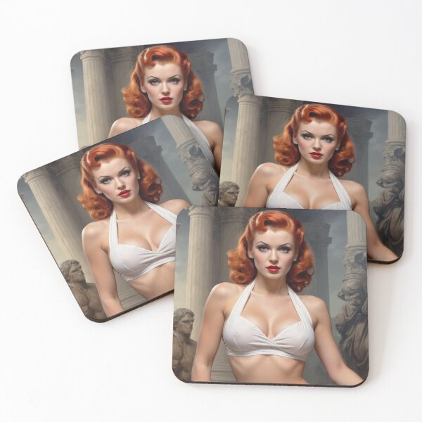 Item preview, Vintage 1940s Roman Goddess Red Head Pin Up designed and sold by MissSaylor.