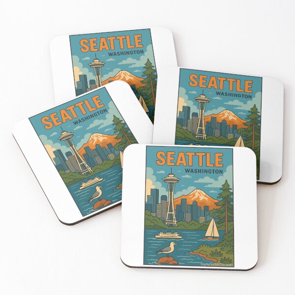 Item preview, Seattle, Washington – Retro Travel Design designed and sold by Explore That City.