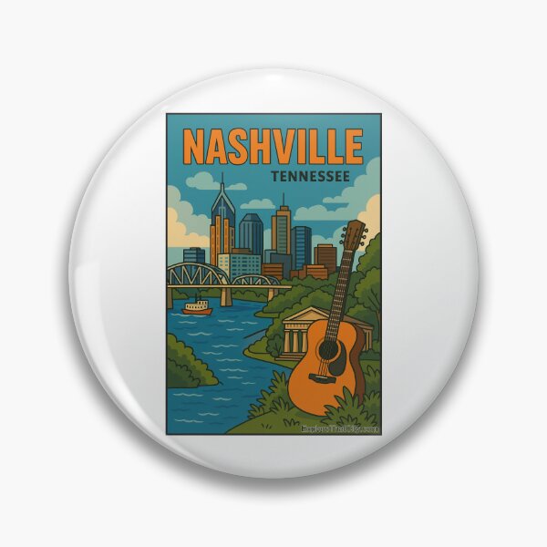 Artikelvorschau, Nashville, Tennessee – Retro-Reisedesign entworfen und verkauft von Explore That City.