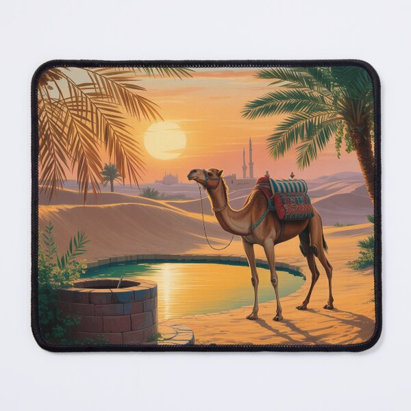 Item preview, a serene desert oasis at sunset. designed and sold by Lilashakti ⭐️ ⭐️ ⭐️ ⭐️ ⭐️.