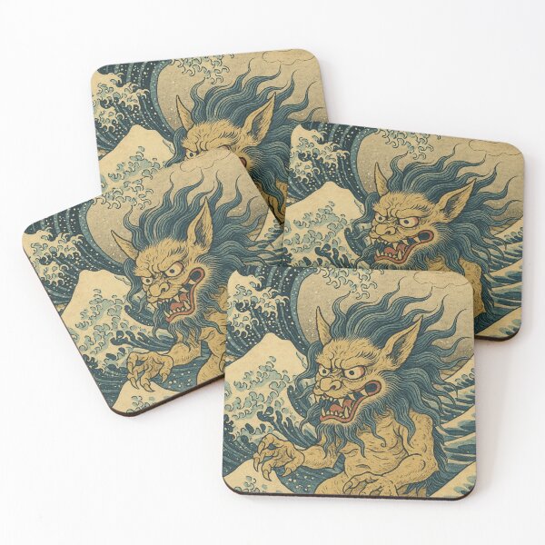 Item preview, Vague de l’Ombre – Yōkai dans le style Hokusai designed and sold by 404 Ink.