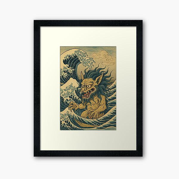 Aperçu de l'œuvre Vague de l’Ombre – Yōkai dans le style Hokusai créée et vendue par 404 Ink.