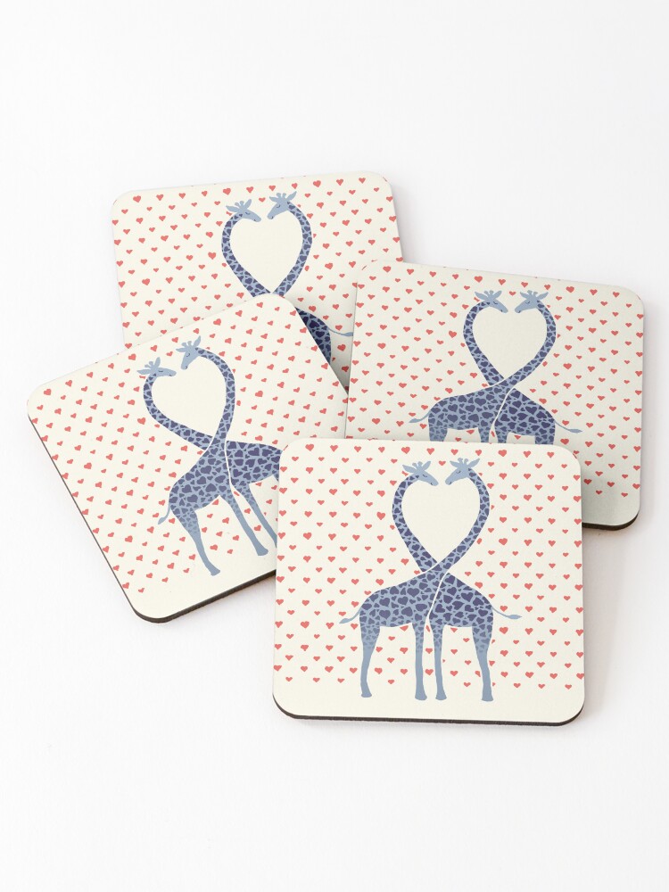 Thumbnail 1 of 5, Coasters (Set of 4), Giraffes in Love - A Valentine's Day Illustration designed and sold by micklyn.