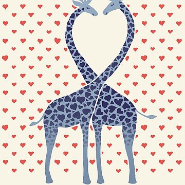 Artwork thumbnail, Giraffes in Love - A Valentine's Day Illustration by micklyn