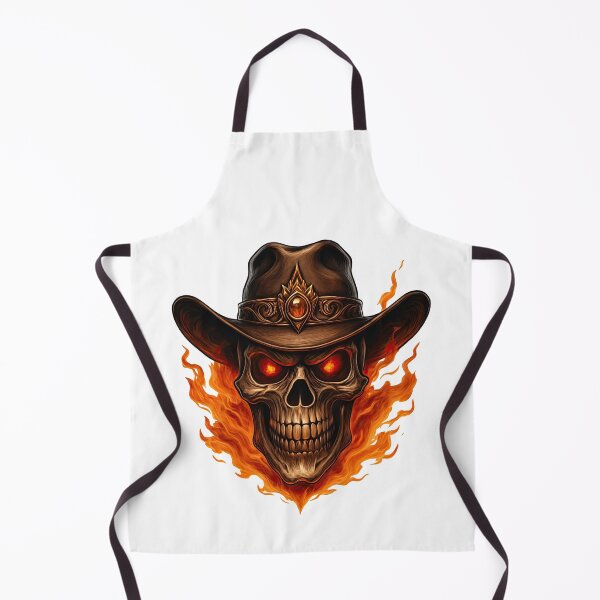 Item preview, Flaming Cowboy Skull with Fiery Eyes and Hat designed and sold by ArtfulWeave.
