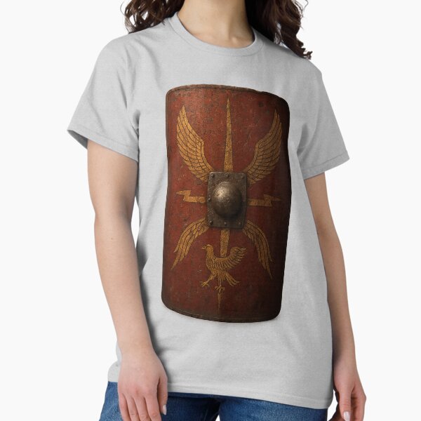 Item preview, Roman Legionary Scutum Shield – Battle-Worn Eagle & Thunderbolt Design designed and sold by RewnarShop.