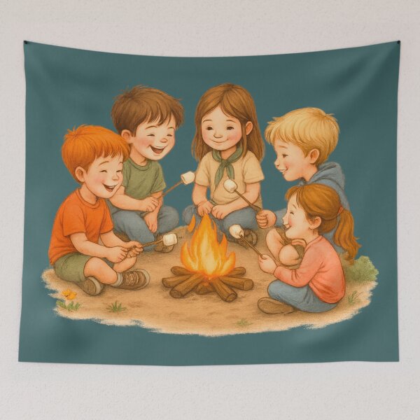 Item preview, Timeless Playtime - Kids at the Campfire – Marshmallow Moments & Laughs designed and sold by Neonyx2020.