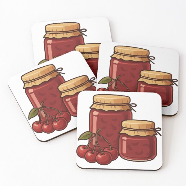 Item preview, Cherry Jam Jars with Hand-Drawn Fruit Detail designed and sold by ArtfulWeave.