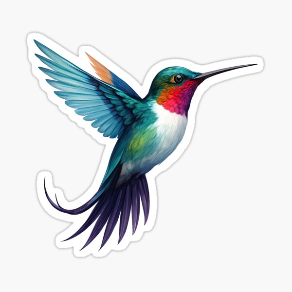 Item preview, Vivid Hummingbird in Flight with Colorful Feathers designed and sold by ArtfulWeave.