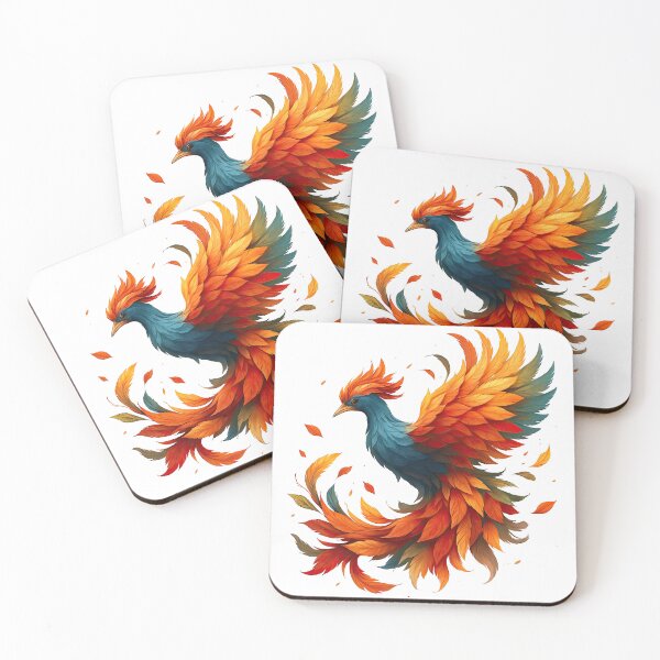 Item preview, Fiery Phoenix Bird with Vibrant Flame Feathers designed and sold by ArtfulWeave.