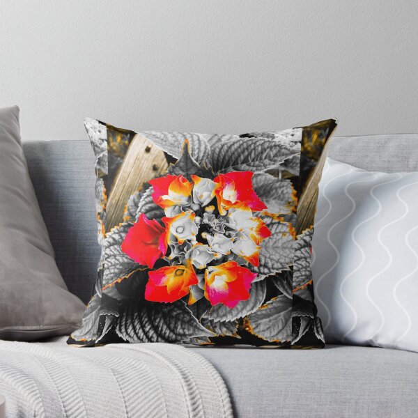 Firey Red And Orange Flowers Throw Pillow