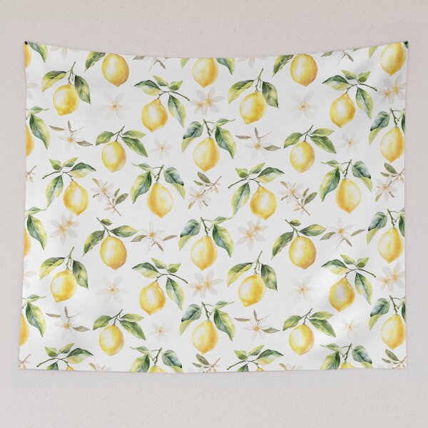 Item preview, Lemon Fruits and Flowers Summer Floral Botanical Pattern on White designed and sold by Nature Hues.