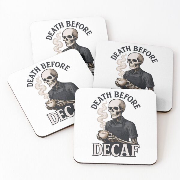 Item preview, Death Before Decaf Skeleton Coffee Lover Funny Caffeine Addict Design designed and sold by Shoot-The-Moon.