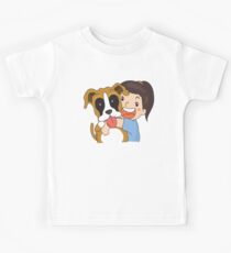 Girl Hugging A Boxer Dog Kids Tee