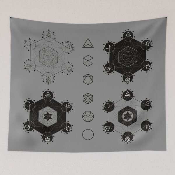 Item preview, Black and White Sacred Geometry – Metatron’s Cube & Platonic Solids designed and sold by MJ Koldewyn.