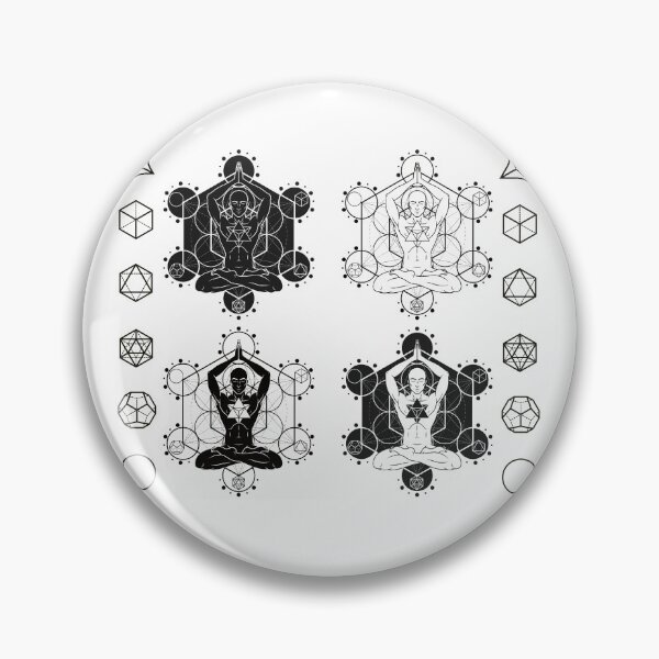Item preview, Black & White Sacred Geometry Meditating Man – Sticker Set designed and sold by MJ Koldewyn.