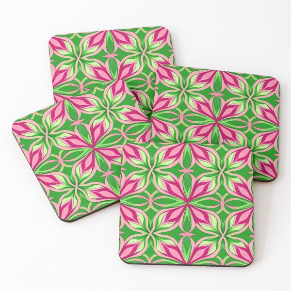 Item preview, pink and green abstract floral pattern (wicked inspired colors) designed and sold by EmeraldeaArt.