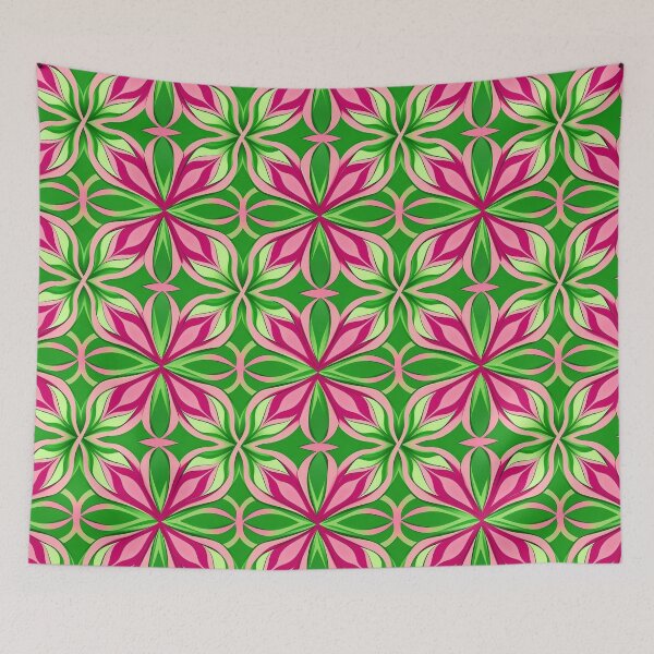 Item preview, pink and green abstract floral pattern (wicked inspired colors) designed and sold by EmeraldeaArt.