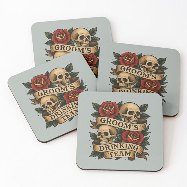 Item preview, Groom's Drinking Team Traditional Tattoo Flash designed and sold by SeeSquaredDesign.