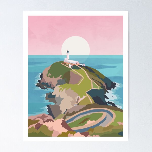 Item preview, South Stack Lighthouse, Anglesey Wales - Pink designed and sold by typelab.