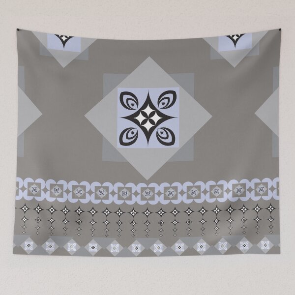 Item preview, abstract geometric background design with tile border  cloth wallpaper wall. designed and sold by Wunnipaogtun.