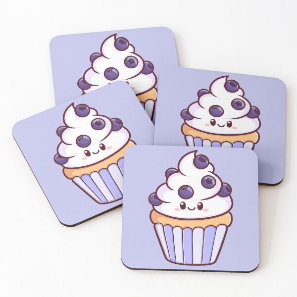 Item preview, Kawaii Blueberry Cupcake – Cute Pastel Dessert Art designed and sold by Magsu.art.