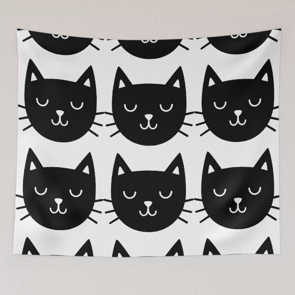 Item preview, Minimalist Black Cat Face with Peaceful Expression designed and sold by ArtfulWeave.