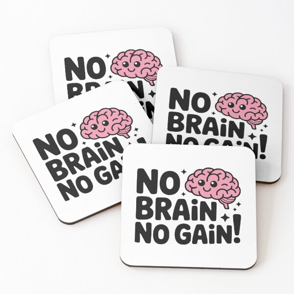 Item preview, No Brain No Gain! Cute Brain Pun designed and sold by PMCreative.