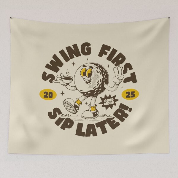 Item preview, Swing First Sip Later Funny Golf Coffee Tee designed and sold by adipra.
