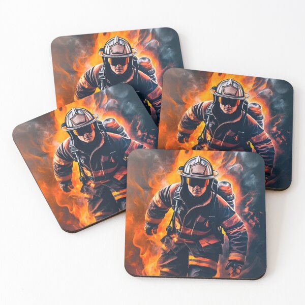Item preview, Heroic Firefighter in Fiery Rescue Action designed and sold by The Artfiller.